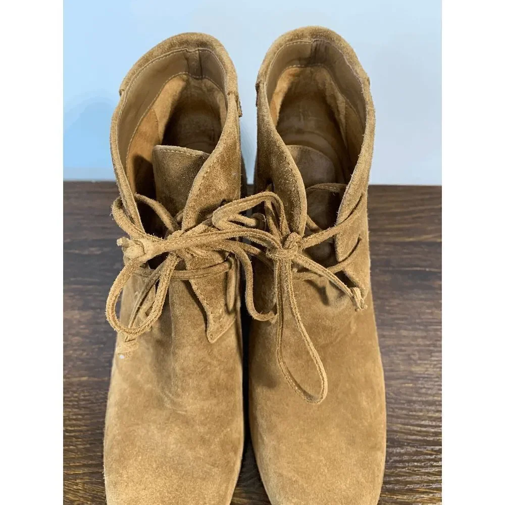 Via Spiga Women's Suede Brown Wedge Ankle Boots Size 39